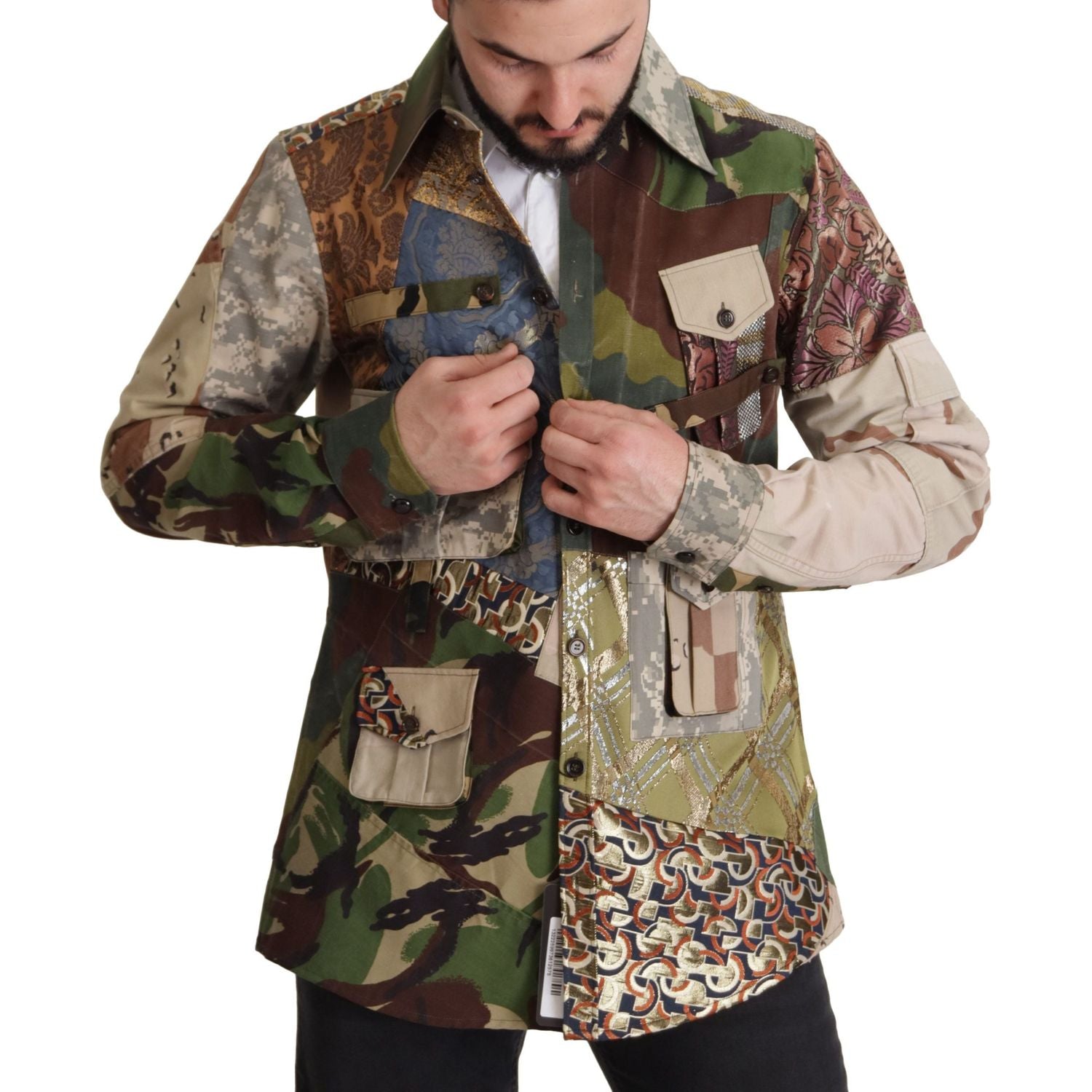 拼布迷彩休闲衬衫