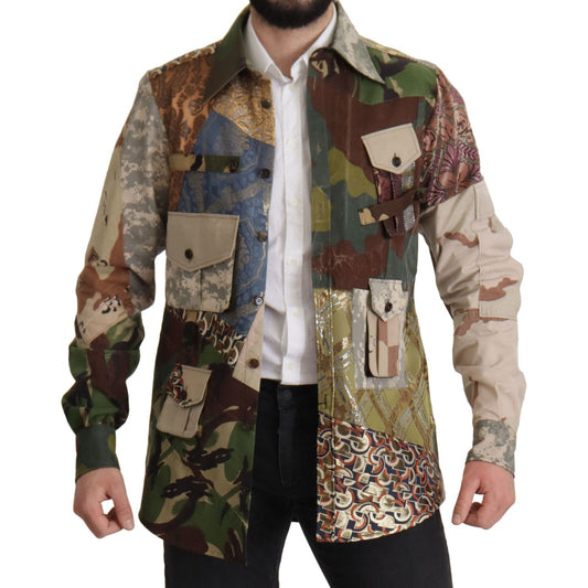 Dolce & Gabbana Multicolor Button Down Patchwork Shirt JKT3423- 42