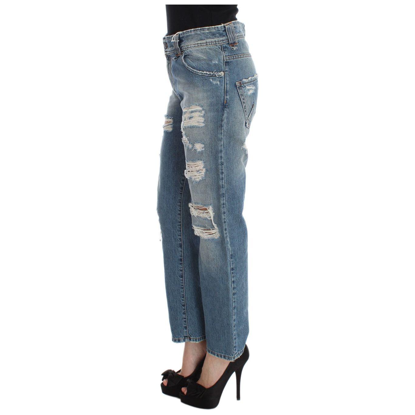 John Galliano Blue Wash Cotton Boyfriend Fit Cropped Jeans SIG30175-3