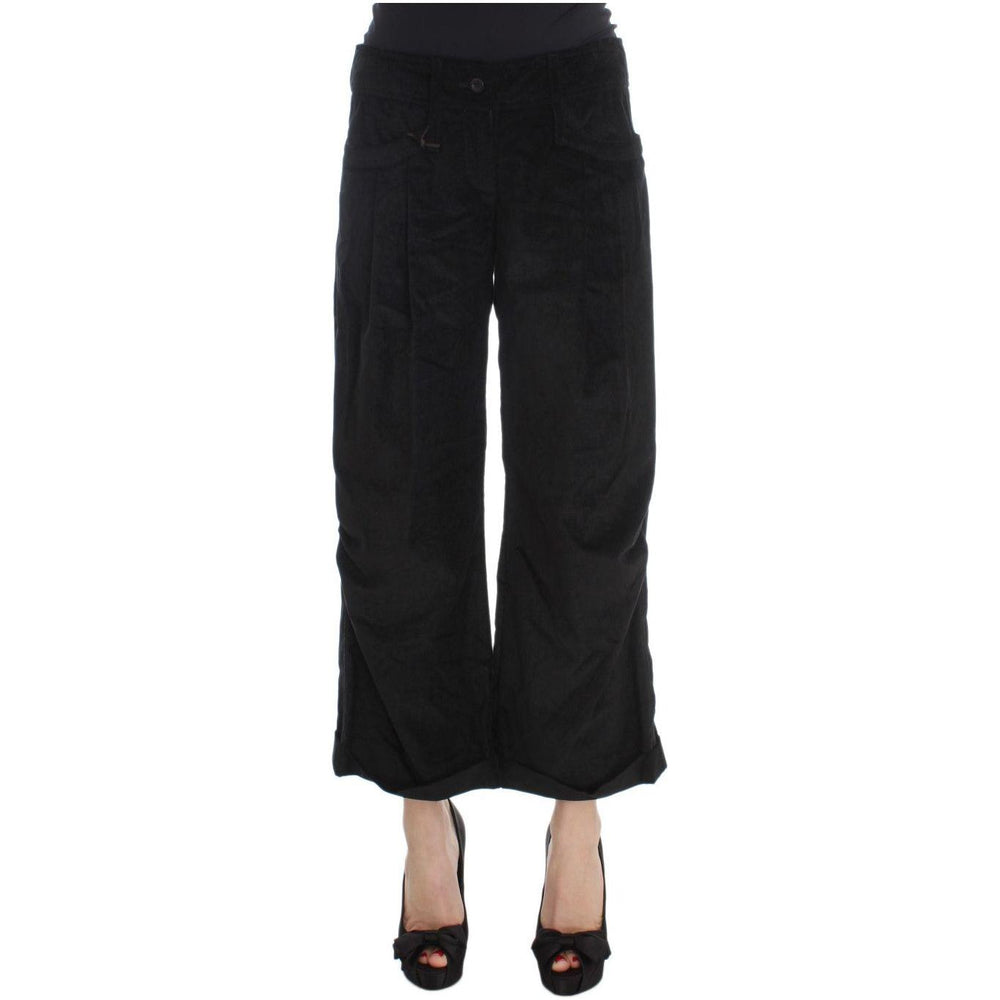 Ermanno Scervino Chic Black Wide Leg Cotton Jeans Jeans & Pants Ermanno Scervino Black