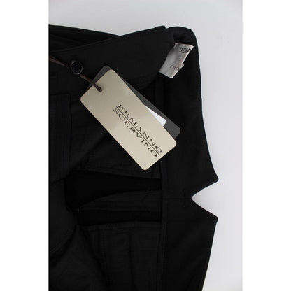 Ermanno Scervino Black Cotton Blend Capri Cropped Pants Jeans & Pants