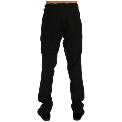 Dolce & Gabbana Black Striped Wool Stretch Pants