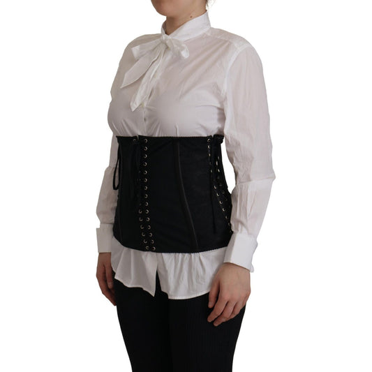 Dolce & Gabbana Black Corset Belt Stretch Waist Strap Top TSH8050 - 44