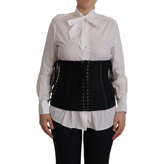 Dolce & Gabbana Black Corset Belt Stretch Waist Strap Top TSH8050 - 44