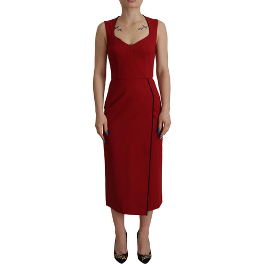 Dolce & Gabbana Red Sweetheart Neck Bodycon Midi Dress DR28778 - 36