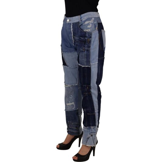 Dolce & Gabbana Multicolor Patchwork High Waist Denim Jeans PAN73102 - 46