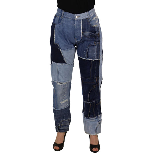 Dolce & Gabbana Multicolor Patchwork High Waist Denim Jeans PAN73102 - 46