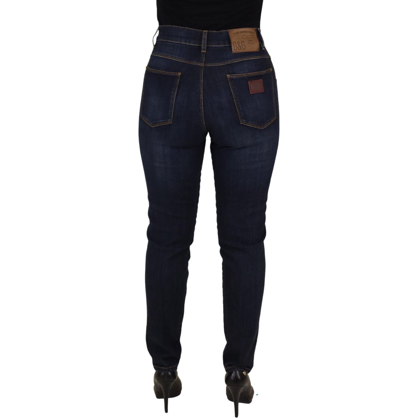 Dolce & Gabbana Blue Cotton High Waist Skinny Denim Jeans PAN73106- 44