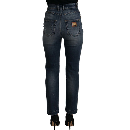 Dolce & Gabbana Blue Denim Crystal Embellished Pants Jeans PAN73047 - 38