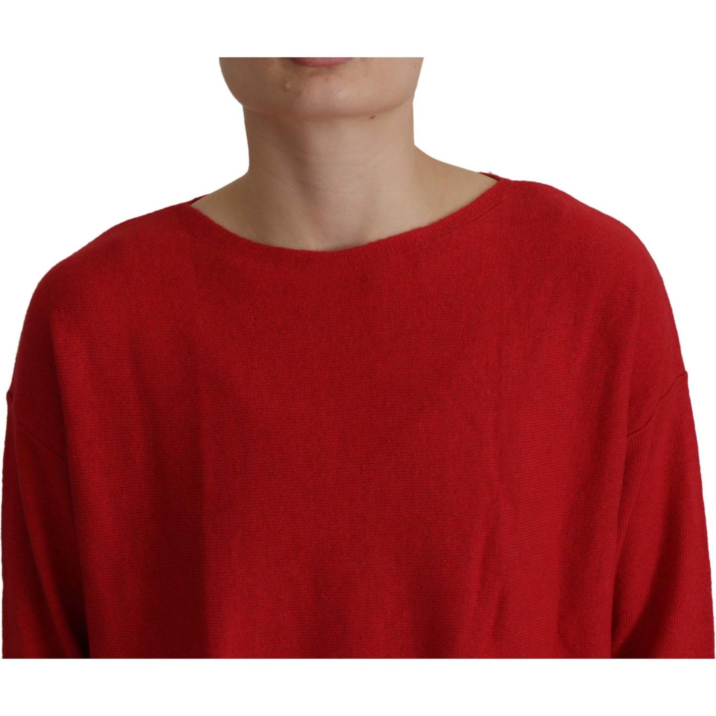 Dolce & Gabbana Red Wool Knit Round Neck Pullover Sweater