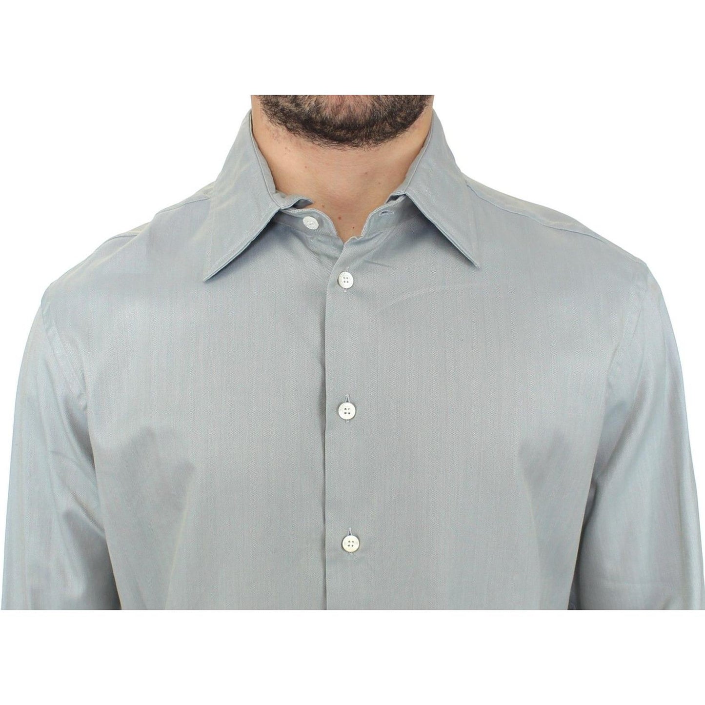 Ermanno Scervino Gray Cotton Long Sleeve Casual Shirt Top SIG10118-1