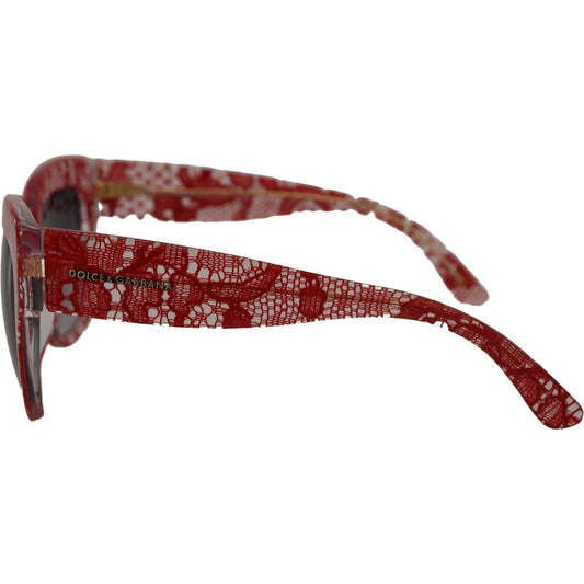 Dolce & Gabbana Red Lace Acetate Rectangle Shades DG4231F Sunglasses GLA1180