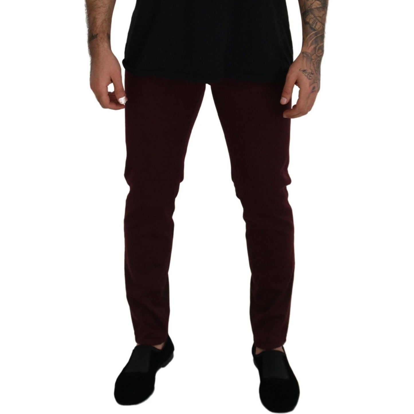 Dolce & Gabbana Bordeaux Cotton Stretch GOLD Denim Jeans PAN73264- 44