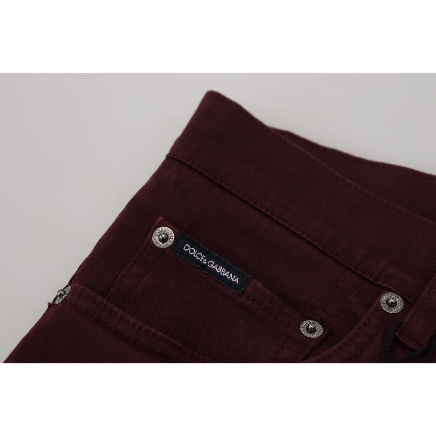 Dolce & Gabbana Bordeaux Cotton Stretch GOLD Denim Jeans PAN73264- 44