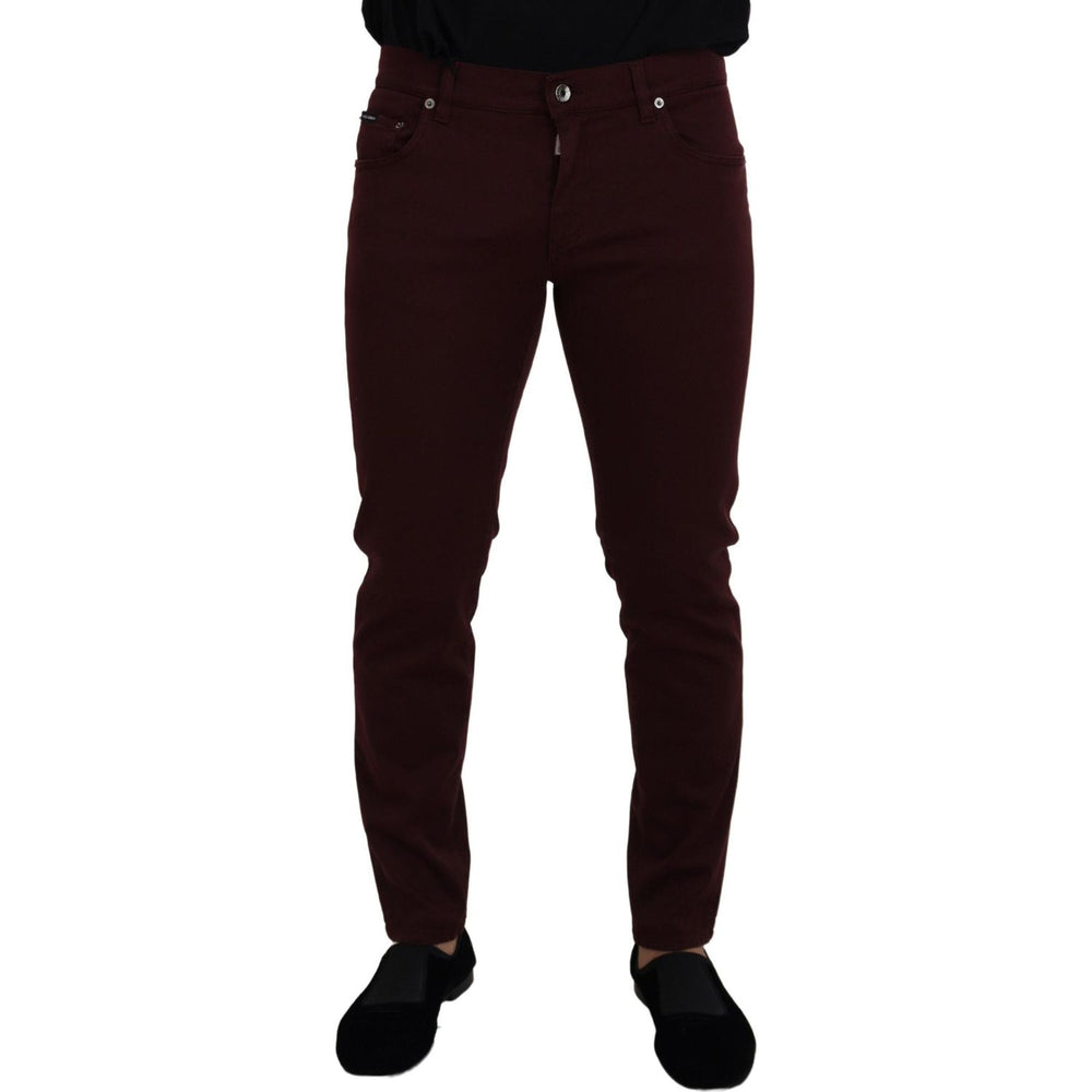 Dolce & Gabbana Bordeaux Cotton Stretch GOLD Denim Jeans PAN73264- 44