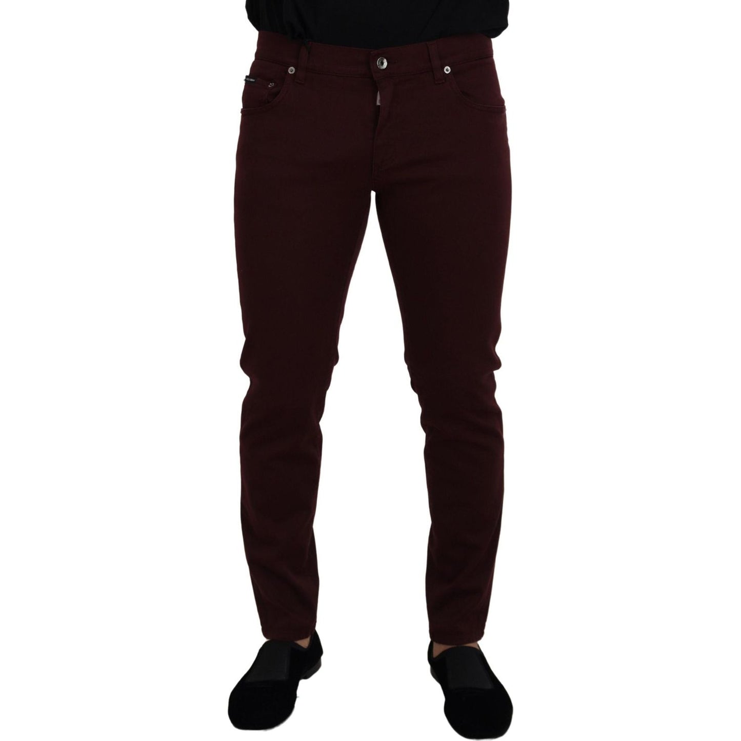 Dolce & Gabbana Bordeaux Cotton Stretch GOLD Denim Jeans PAN73264- 44