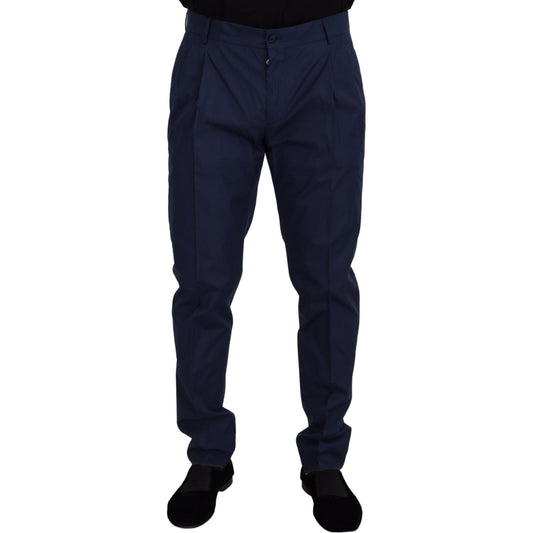 Dolce & Gabbana Elegant Slim Fit Chinos in Blue Silk Blend Dolce & Gabbana Black