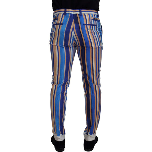 Dolce & Gabbana Sleek Striped Slim Fit Chinos Dolce & Gabbana Dark Slate Blue