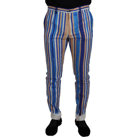 Dolce & Gabbana Sleek Striped Slim Fit Chinos Dolce & Gabbana Dark Slate Blue