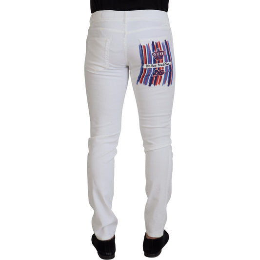 Dolce & Gabbana Elegant Slim Fit White Skinny Jeans Dolce & Gabbana Gray