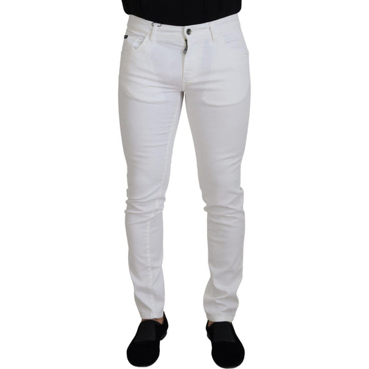 Dolce & Gabbana Elegant Slim Fit White Skinny Jeans Dolce & Gabbana Gray