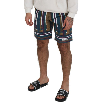 Dolce & Gabbana Multicolor Striped Stretch Cotton Shorts Shorts