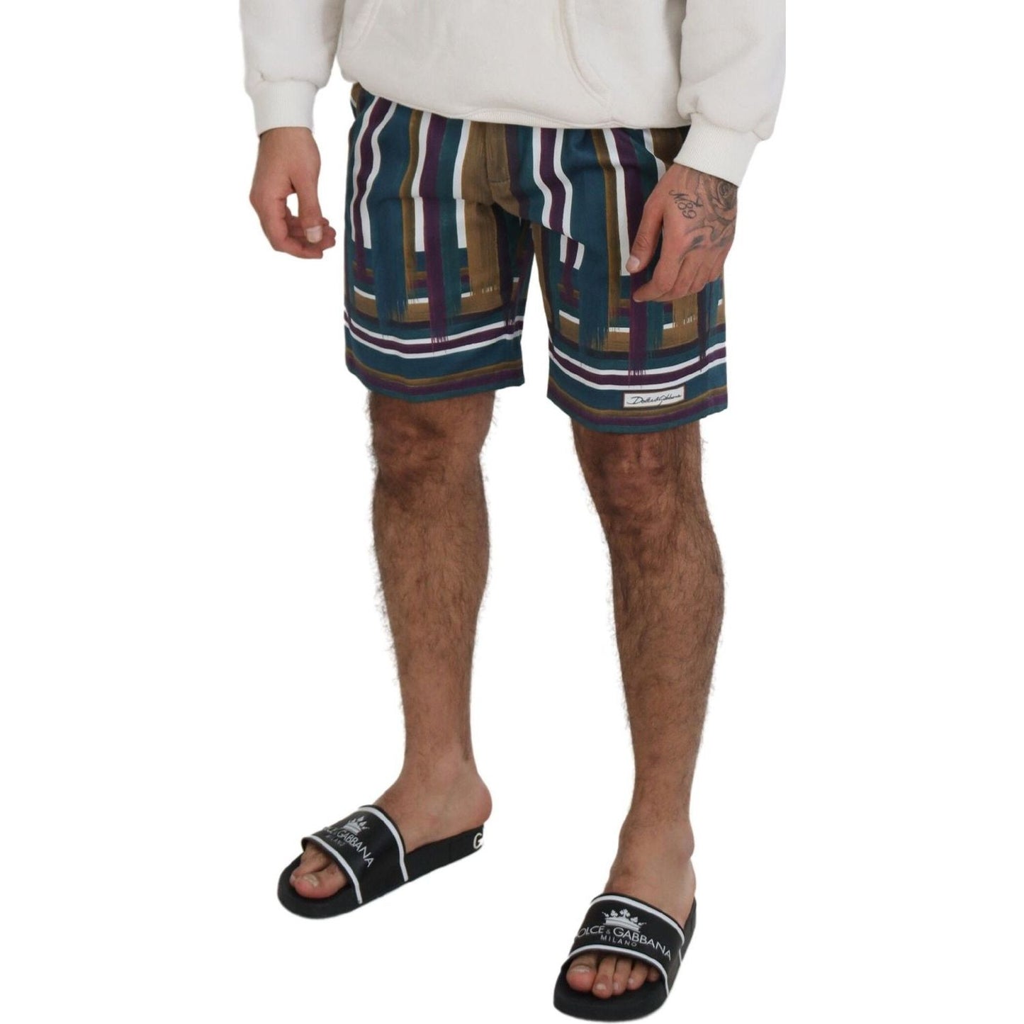 Dolce & Gabbana Multicolor Striped Stretch Cotton Shorts PAN73397-44