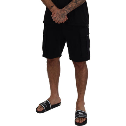 Dolce & Gabbana Black Cotton Bermuda Cargo Shorts Shorts