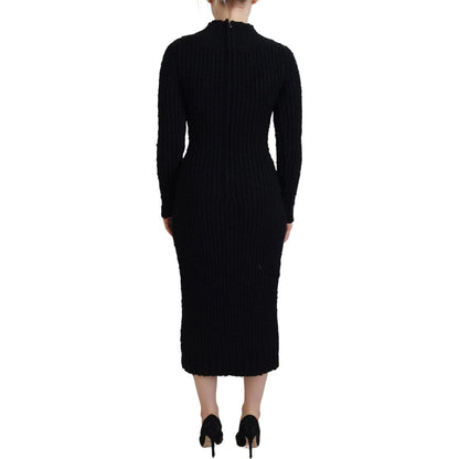 Dolce & Gabbana Black Wool Knitted Sheath Sweater Dress WOMAN DRESSES