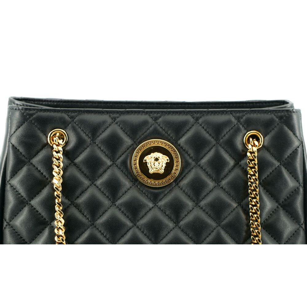 Versace Elegant Quilted Nappa Leather Tote Bag