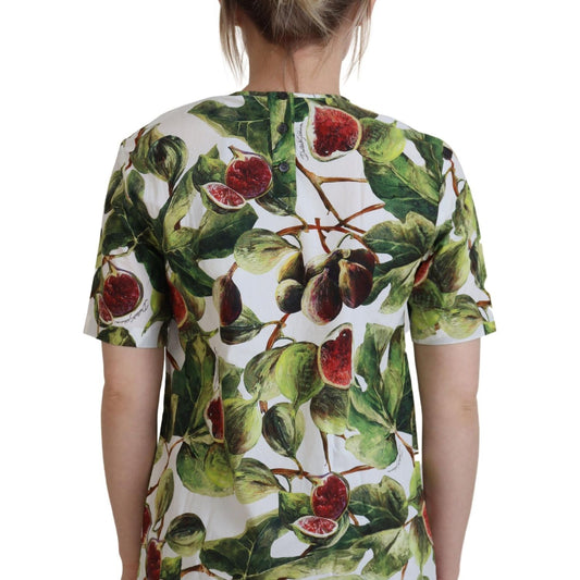 Dolce & Gabbana Crew-neck Cotton Top Blouse Fruit T-shirt TSH82984- 36
