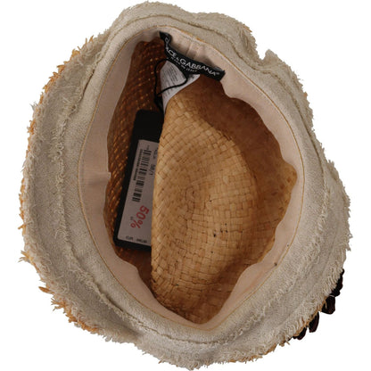 Dolce & Gabbana Yellow Ribbon Floral Embellished Straw Hat