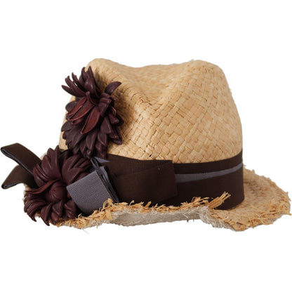 Dolce & Gabbana Yellow Ribbon Floral Embellished Straw Hat