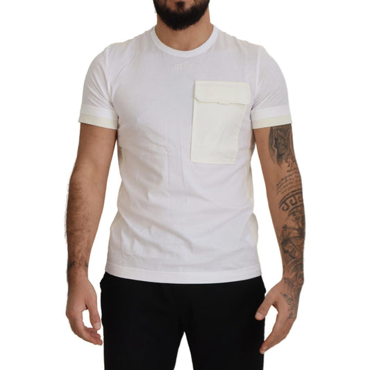 Dolce & Gabbana Elegant White Cotton Tee with DG Chest Pocket Dolce & Gabbana Gray