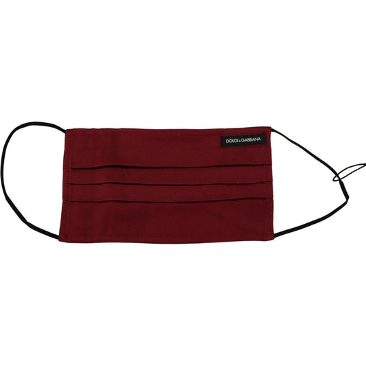 Dolce & Gabbana Maroon Silk Pleated Elastic Ear Strap One Size Face Mask SMY101005