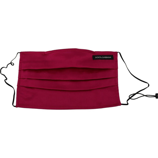 Dolce & Gabbana Maroon Silk Pleated Elastic Ear Strap One Size Face Mask SMY101002