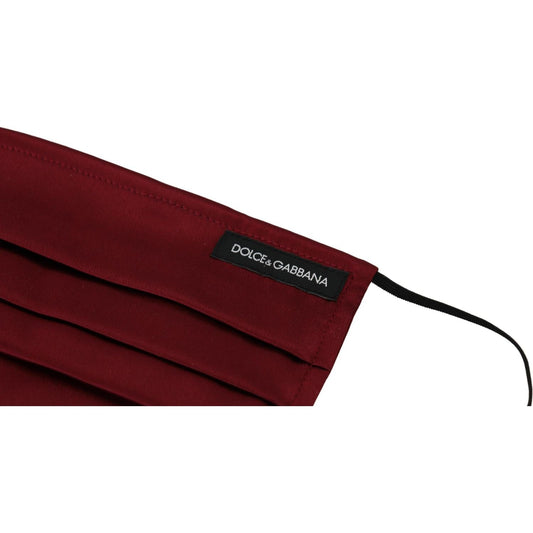Dolce & Gabbana Maroon Silk Pleated Elastic Ear Strap One Size Face Mask DEC139