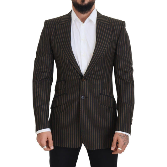 Dolce & Gabbana Black Brown Stripes Single Breasted Blazer JKT3440 - 48