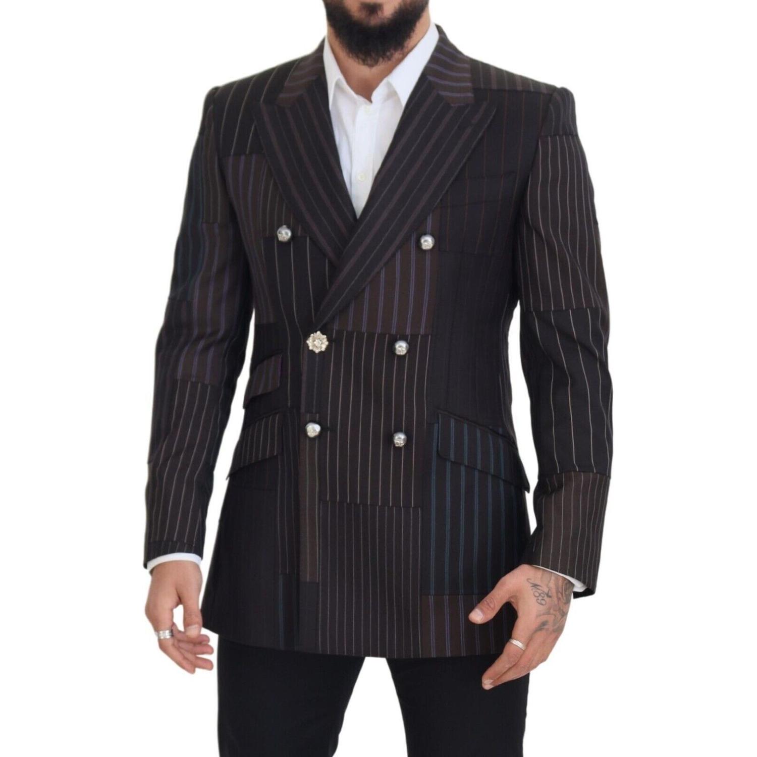 سترة دولتشي آند غابانا بقصّة Slim Fit من مزيج الحرير والصوف متعدد الألوان