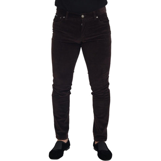 Dolce & Gabbana Elegant Brown Silk Blend Trousers Dolce & Gabbana Black