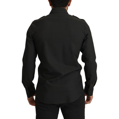 Dolce & Gabbana Dark Green Cotton Slim Fit Casual Men Shirt