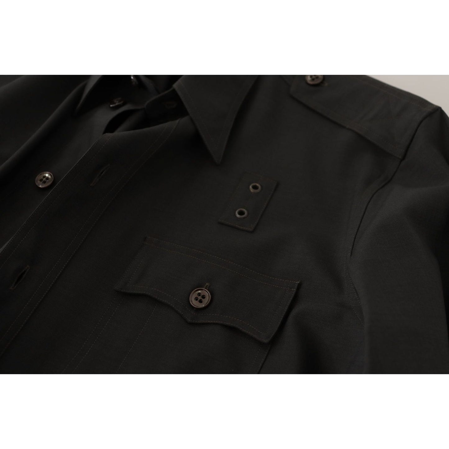 Dolce & Gabbana Dark Green Cotton Slim Fit Casual Men Shirt