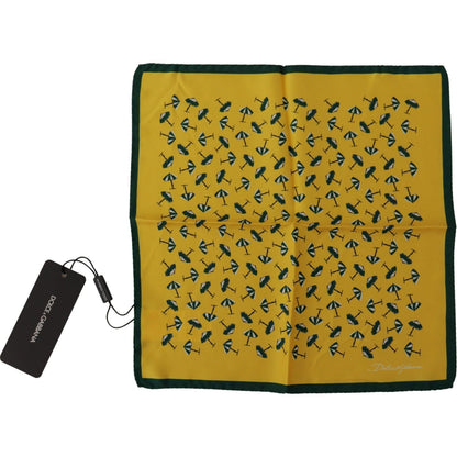Dolce & Gabbana Yellow Printed DG Logo Square Mens Handkerchief Scarf