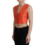 Dolce & Gabbana Orange Sleeveless Waistcoat Cropped Vest Top TSH83310- 40