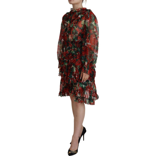 Dolce & Gabbana Multicolor Geranium A-line Knee Length Dress DR28782 - 40