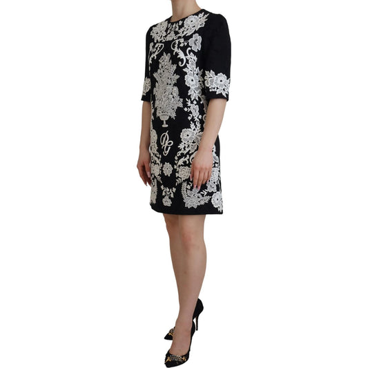 Dolce & Gabbana Black Lace Trim Half Sleeves A-line Dress PAN28794 - 42