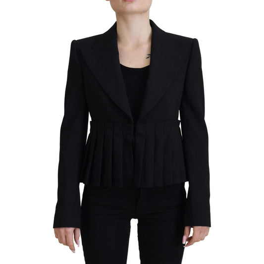 Dolce & Gabbana Elegant Black Stretch Wool Blazer Dolce & Gabbana Black