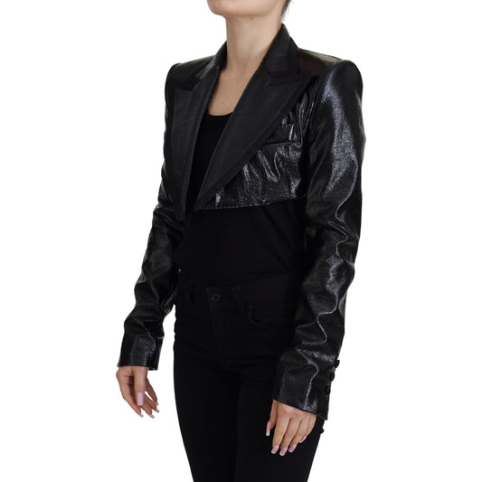 Dolce & Gabbana Elegant Cropped Black Designer Jacket Dolce & Gabbana Black