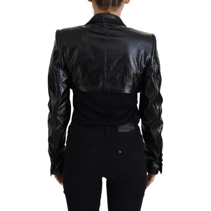 Dolce & Gabbana Black Long Sleeves Crop Blazer Cotton Jacket