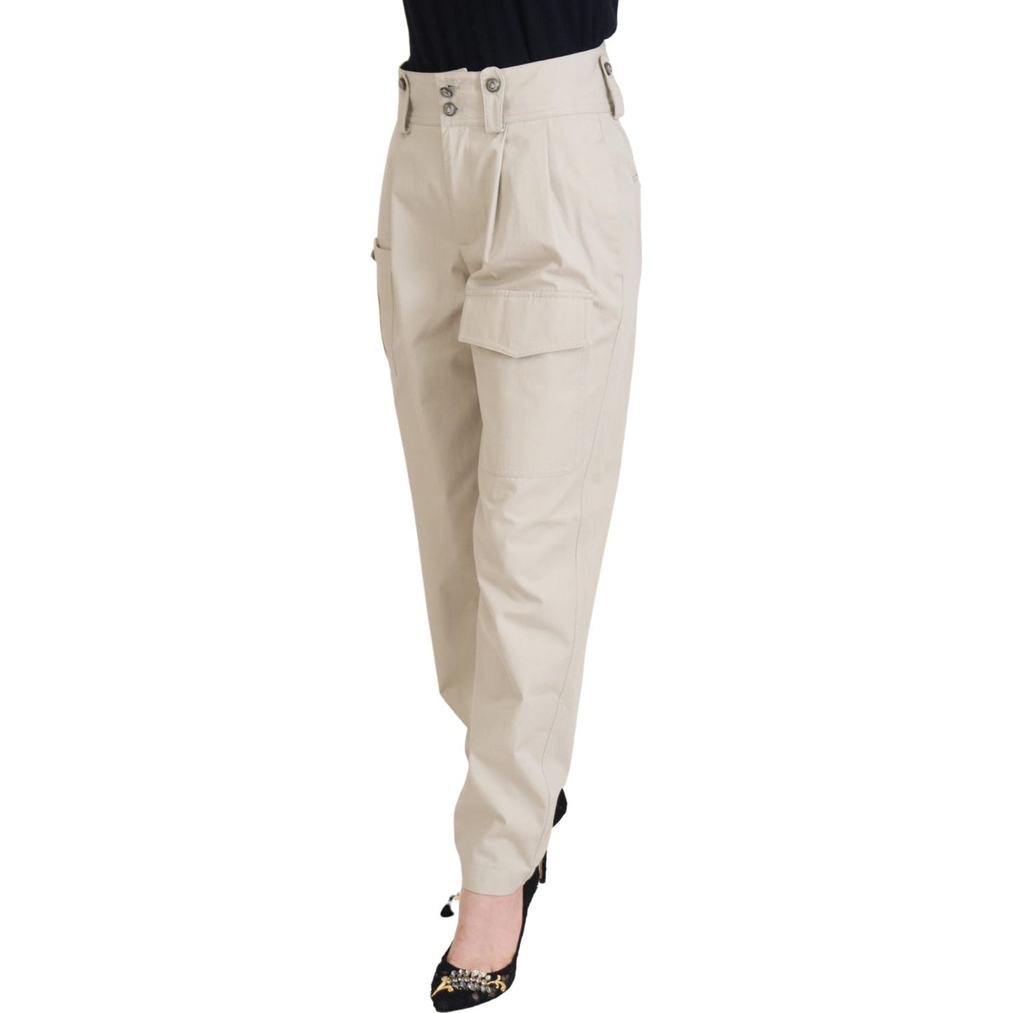 Dolce & Gabbana Beige High Waist Women Pants